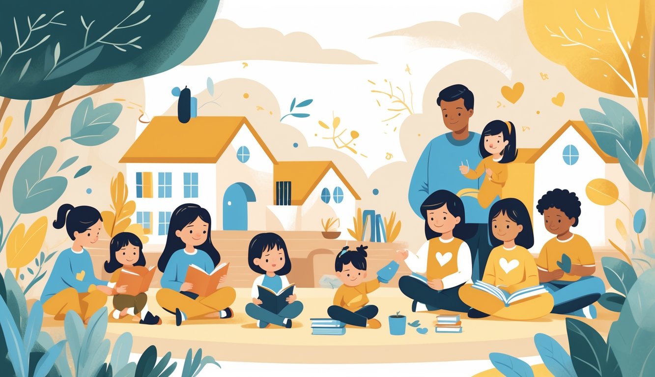 Boşanmış ailelerde çocukların gelişimini destekleyen, çocukların çeşitli etkinlikler yaptığı huzurlu ve sıcak bir ortamda iki ayrı evin bulunduğu sahne.